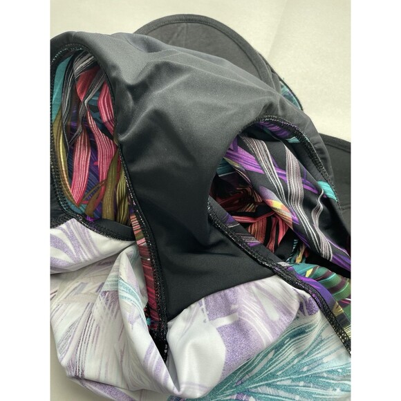 Miradonna By Miraclesuit Swimsuit Women 14 Purple Palm Leaves Wrap Front Cinched - Picture 7 of 7